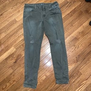 Green skinny jeans